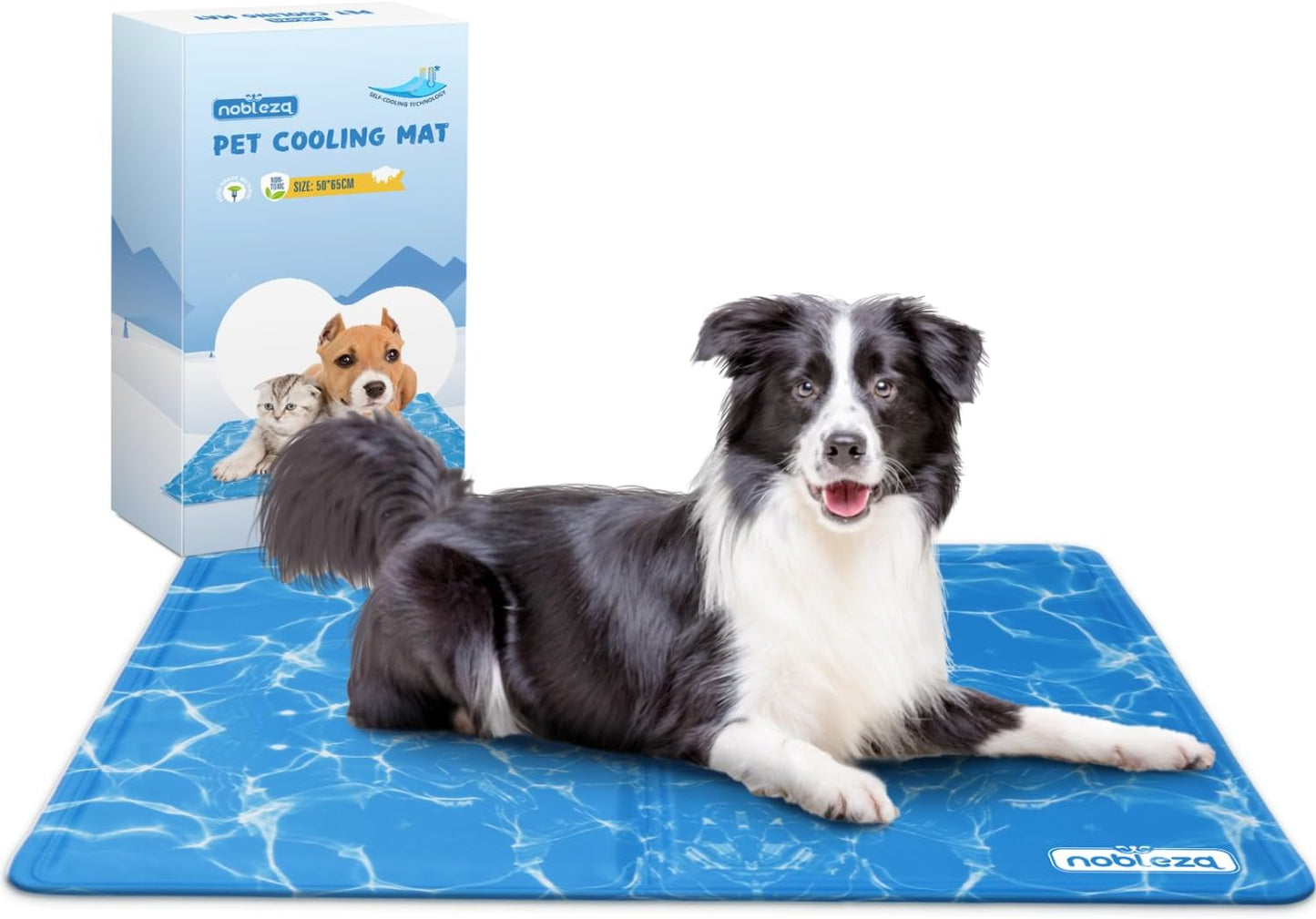 Dog Cooling Mat, M 65x50cm Durable Leakproof Pet Cool Mat, Non-Toxic Gel Self Cooling Pads, Scratch-Resistant Cooling Bed Mattress for Medium Dogs Cats Puppy in Hot Summer, Blue