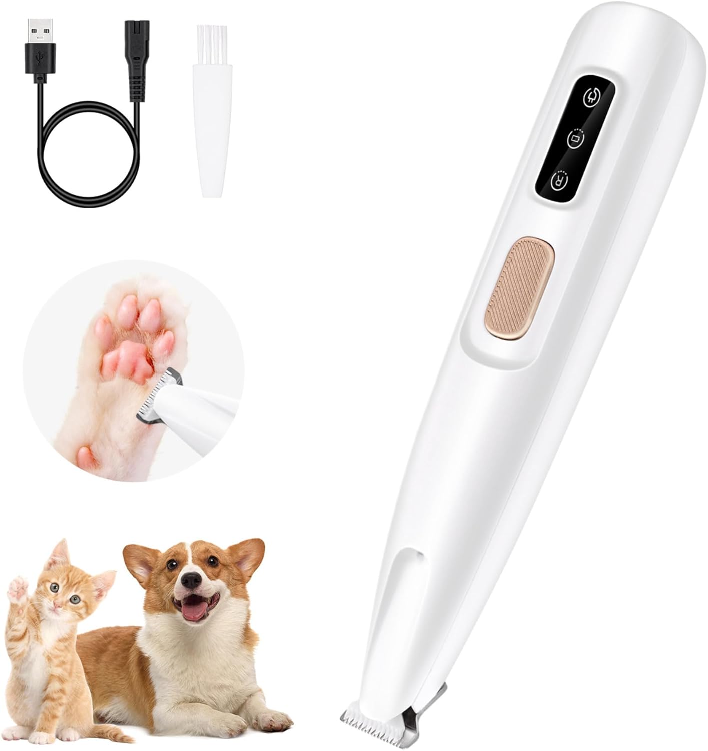Pet Paws Trimmer with LED Light, Rechargeable Dog/Cat Hair Shaver Grooming Clipper,Waterproof Pet Razor for Eyes, Face, Ears, Small Areas