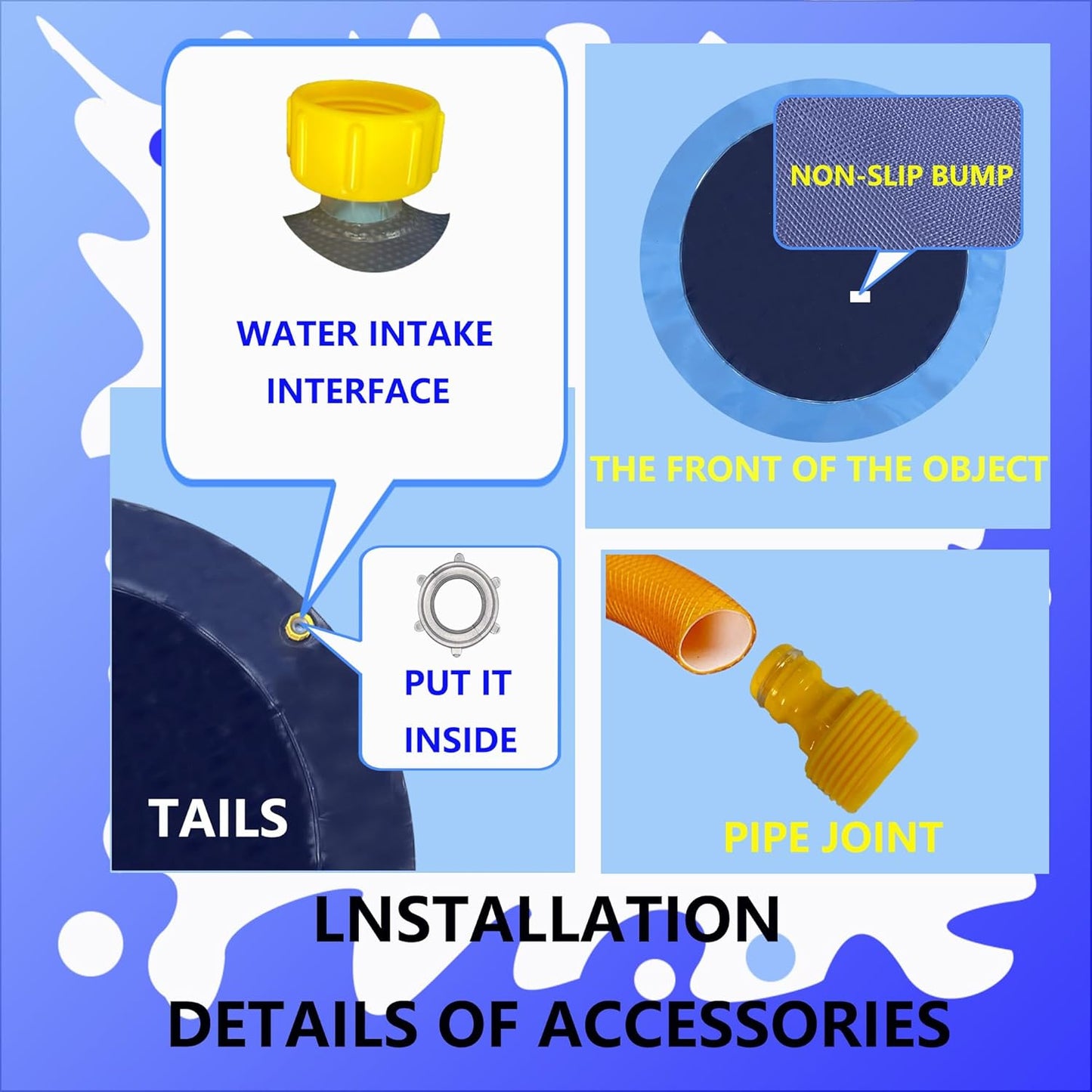 Sprinklers Pad for Kids & Dogs,170cm Large Non-Slip Splash Pad Spray Mat Paddling Pools,Summer Outdoor Garden Water Play Swimming Bathing Pool for Boys & Girls & Pet