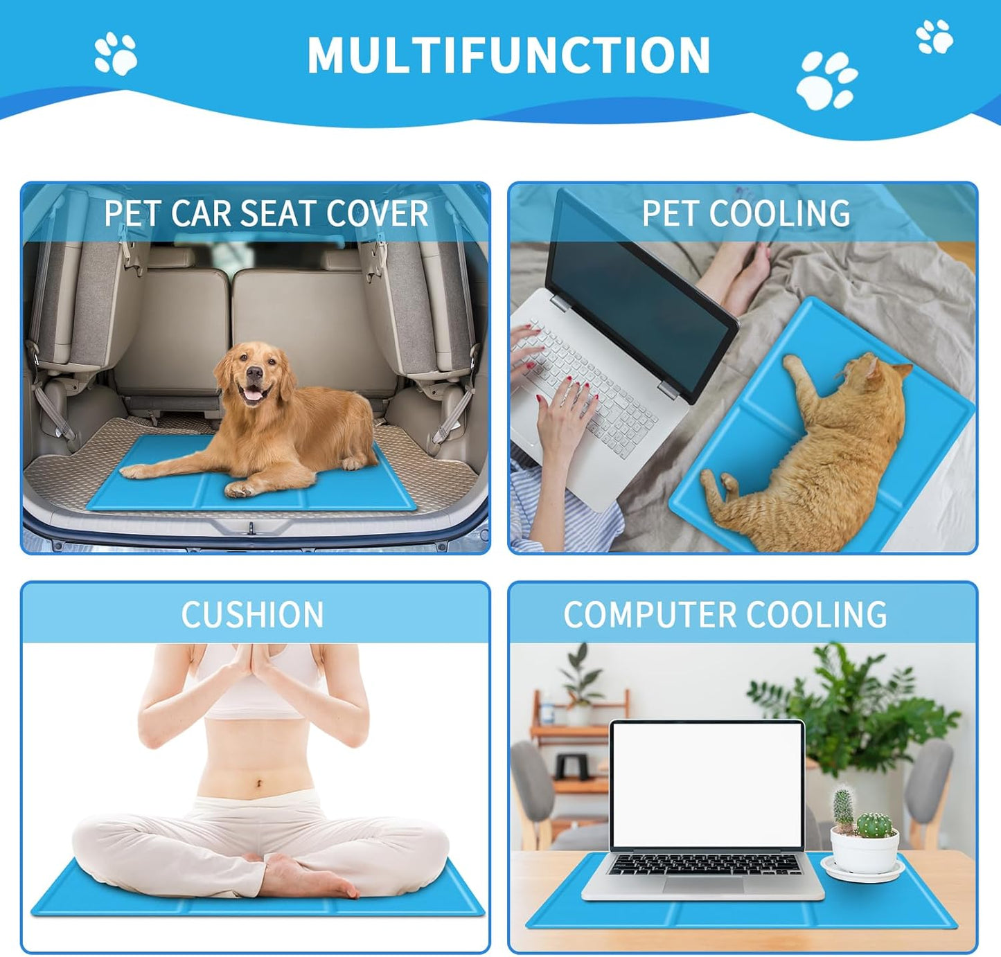 Dog Cooling Mat - Durable Pet Cool Mat, Non-Toxic Gel Self Cooling Pad for Dogs Cats in Hot Summer - 450 Micron Oxford Fabric Anti-Scratch, 50 x 40cm