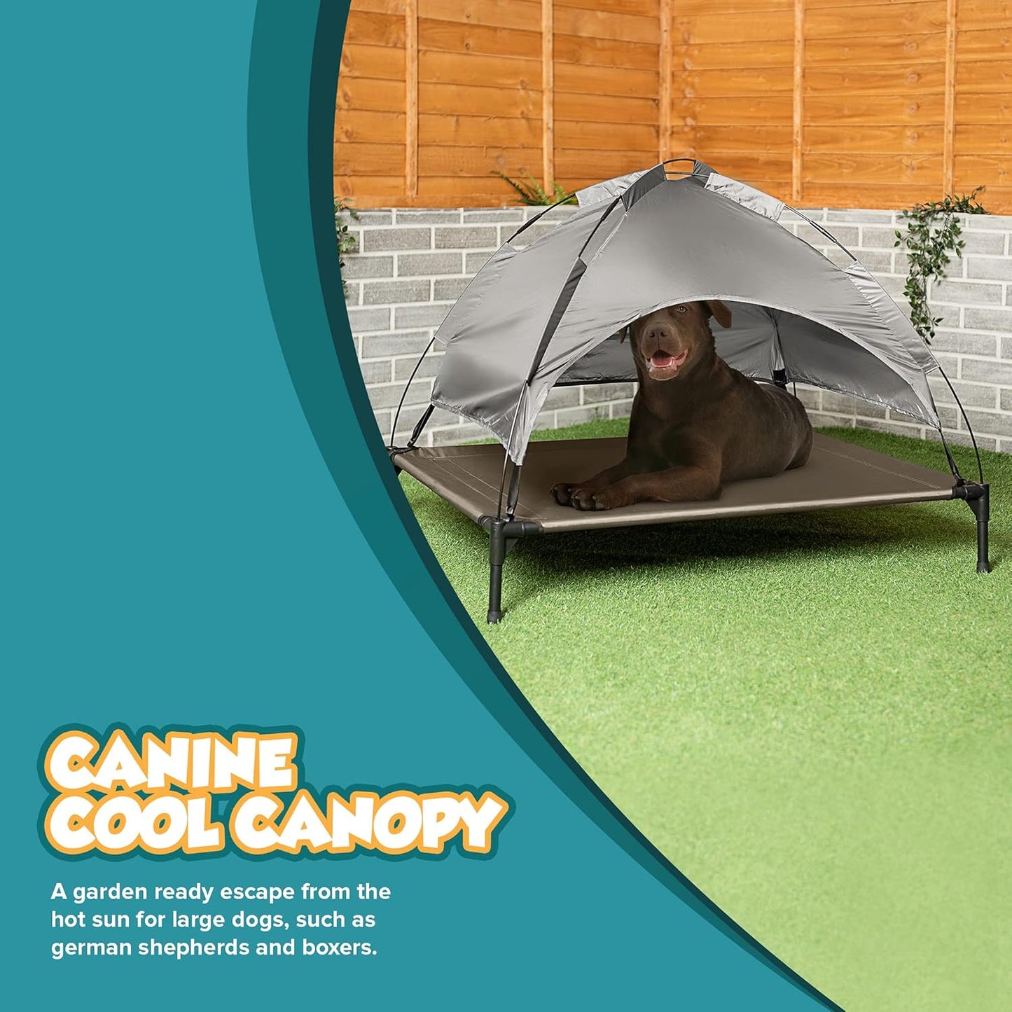 Elevated Dog Bed with Canopy Shade Portable Raised Cooling Ideal for Camping Home Garden Waterproof Washable & Breathable Oxford Fabric (Extra-Large)