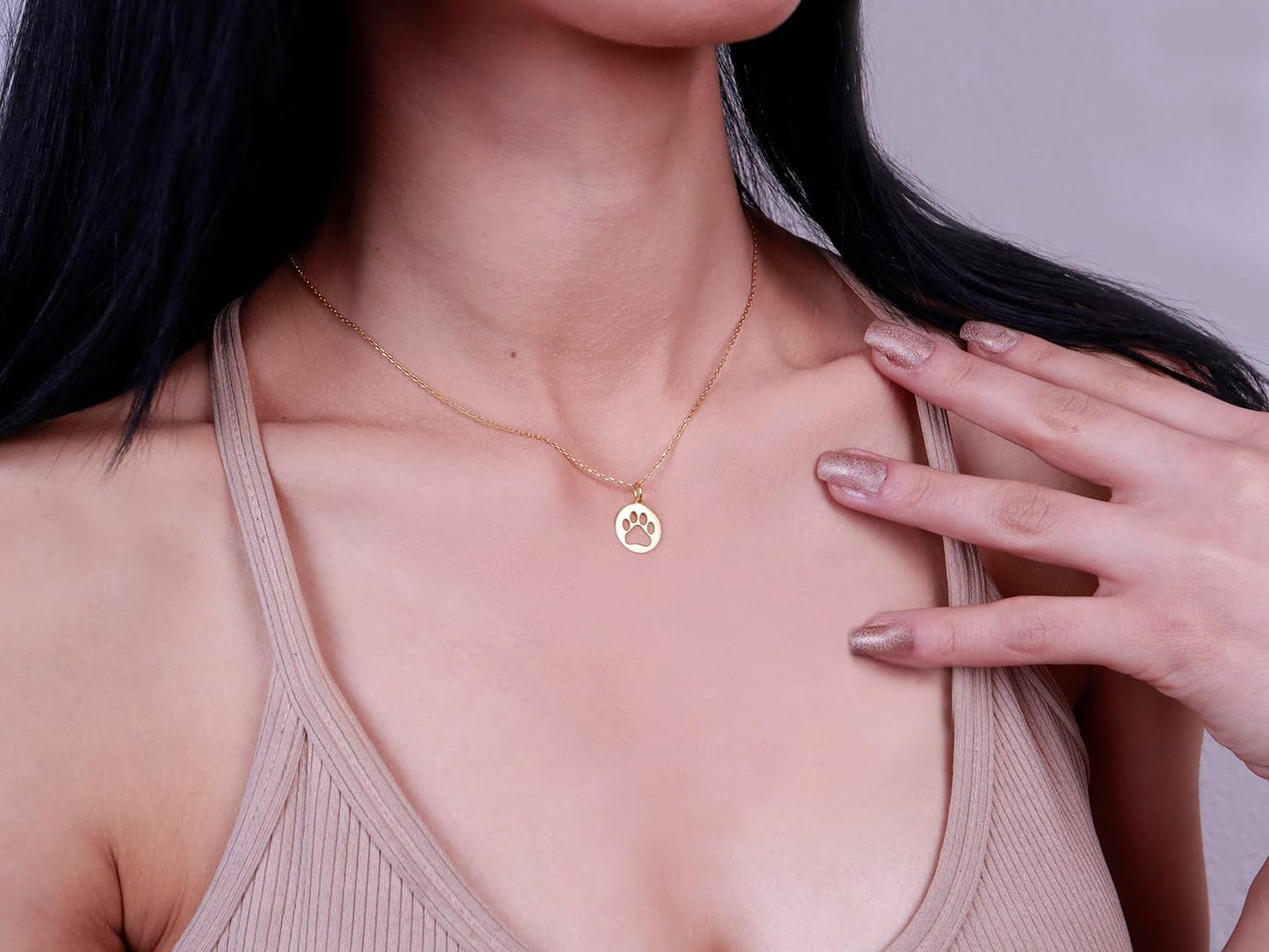 14K Solid Gold Handmade Paw Pendant, Real Gold Paw Charm Jewelry, Paw Necklace, Pet Lover Gift Gold Puppy or Cat Paw
