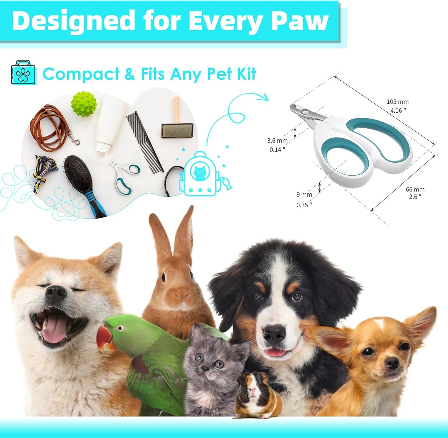 Cat Nail Clippers, Cat Claw Clipper Made of Stainless Steel, Clean Cut, No Shred, Mirror Finish. Small Animal Nail Clippers for Cats, Kittens, Kittys, Puppy, Rabbit, Guinea Pig, and More Pet
