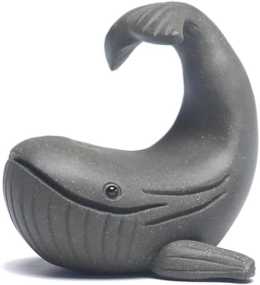 Hand-Made Tea Pet Whale Funny Cute Purple Clay Statue Kung Fu Tea Tray Decor Lover's Gift Home Office Desk Feng Shui Ornament(Gift Box)