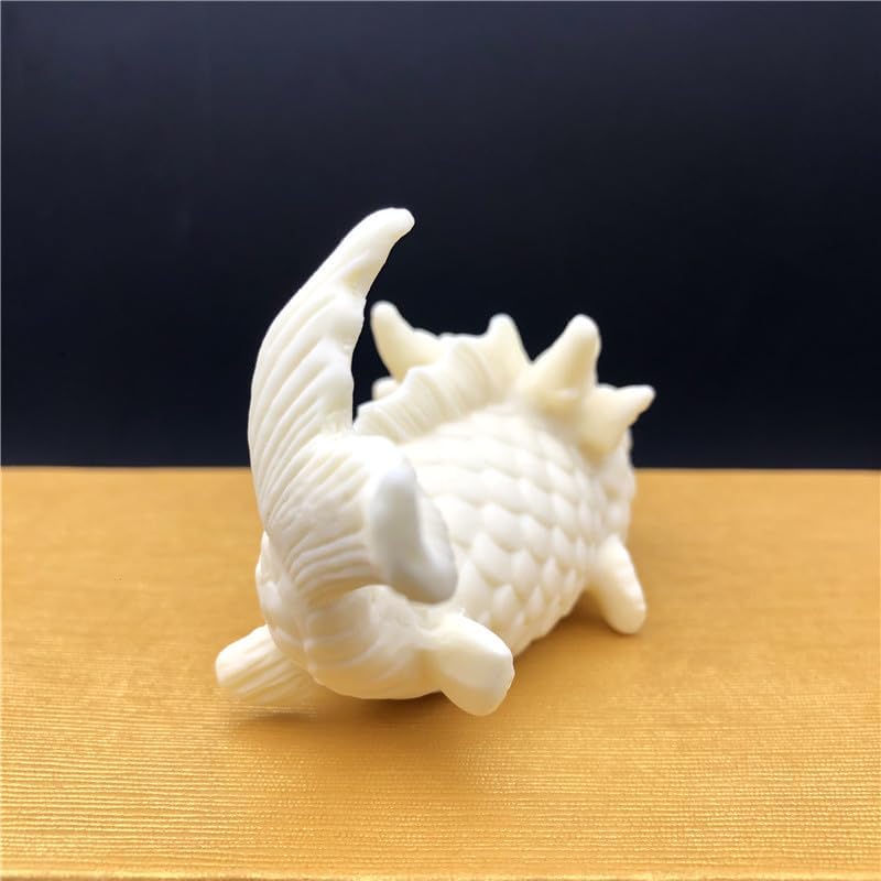 Hand-Made Tea Pet Dragon Fish Cute Cryprinus Carpiod Ceramic Statue Kung Fu Tea Tray Decor Tea Lover's Gift Home Office Desk Feng Shui Ornament (White)