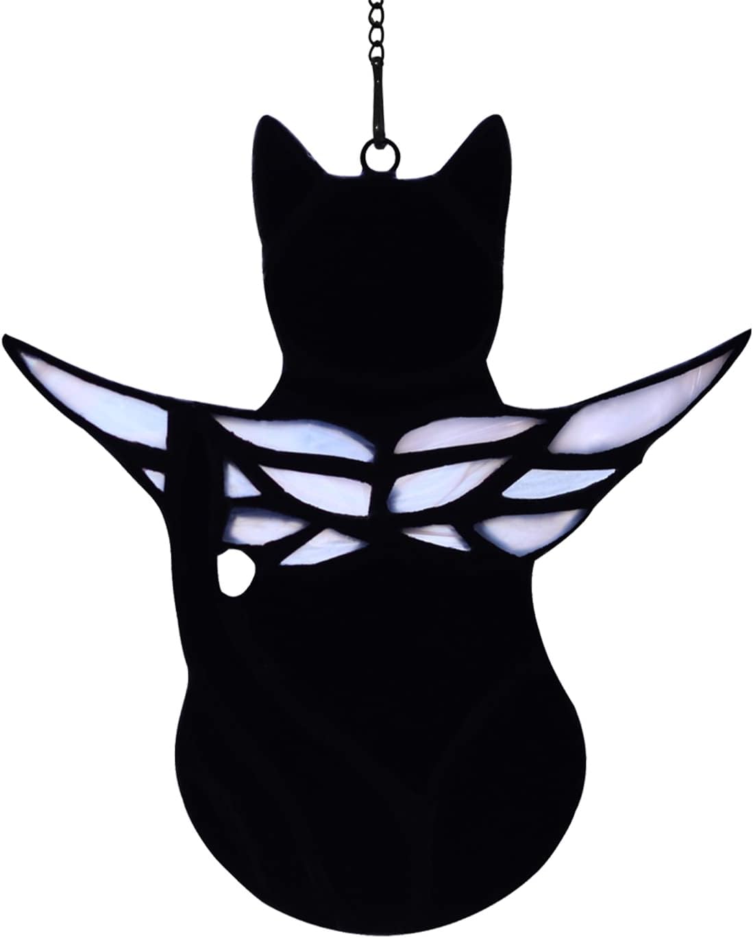 Handmade Black Cat Memorial Gifts - Stained Glass Pet Sympathy Gift with Angel Wings, Window Hanging Memorial Decor for Cat Lovers (Loss of Pet, Rainbow Bridge)