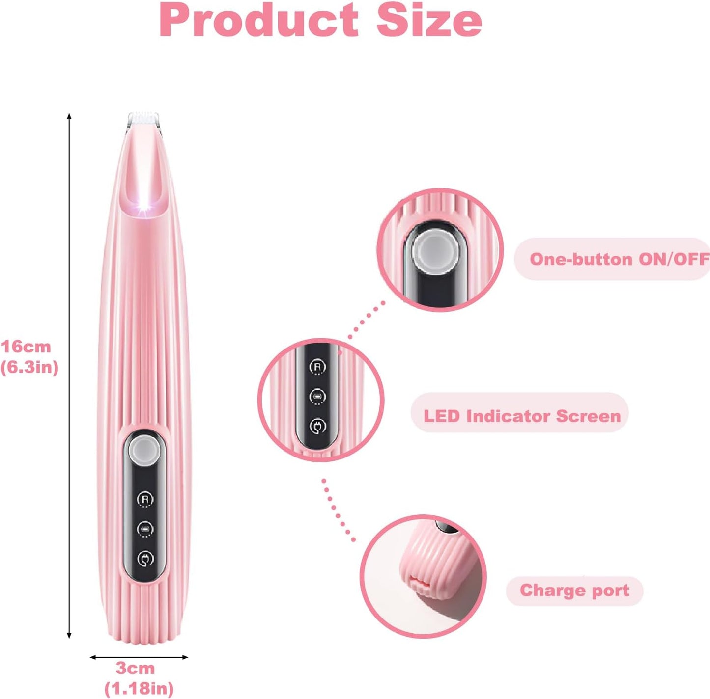 Upgrade Paw Trimmer for Cat and Dog,Cat and Dog Grooming Kit with LED Light,Small Dog Clippers,Low Noise Cordless Cat Shaver,for Face,Eyes, Ears(Pink)
