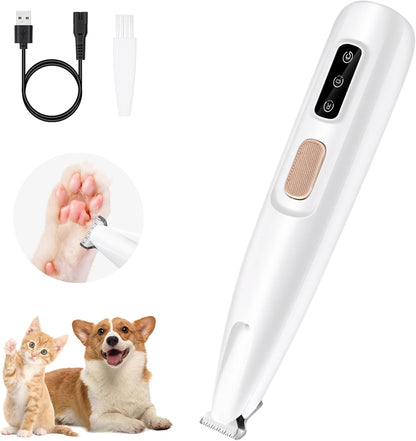 Pet Paws Trimmer with LED Light, Rechargeable Dog/Cat Hair Shaver Grooming Clipper,Waterproof Pet Razor for Eyes, Face, Ears, Small Areas