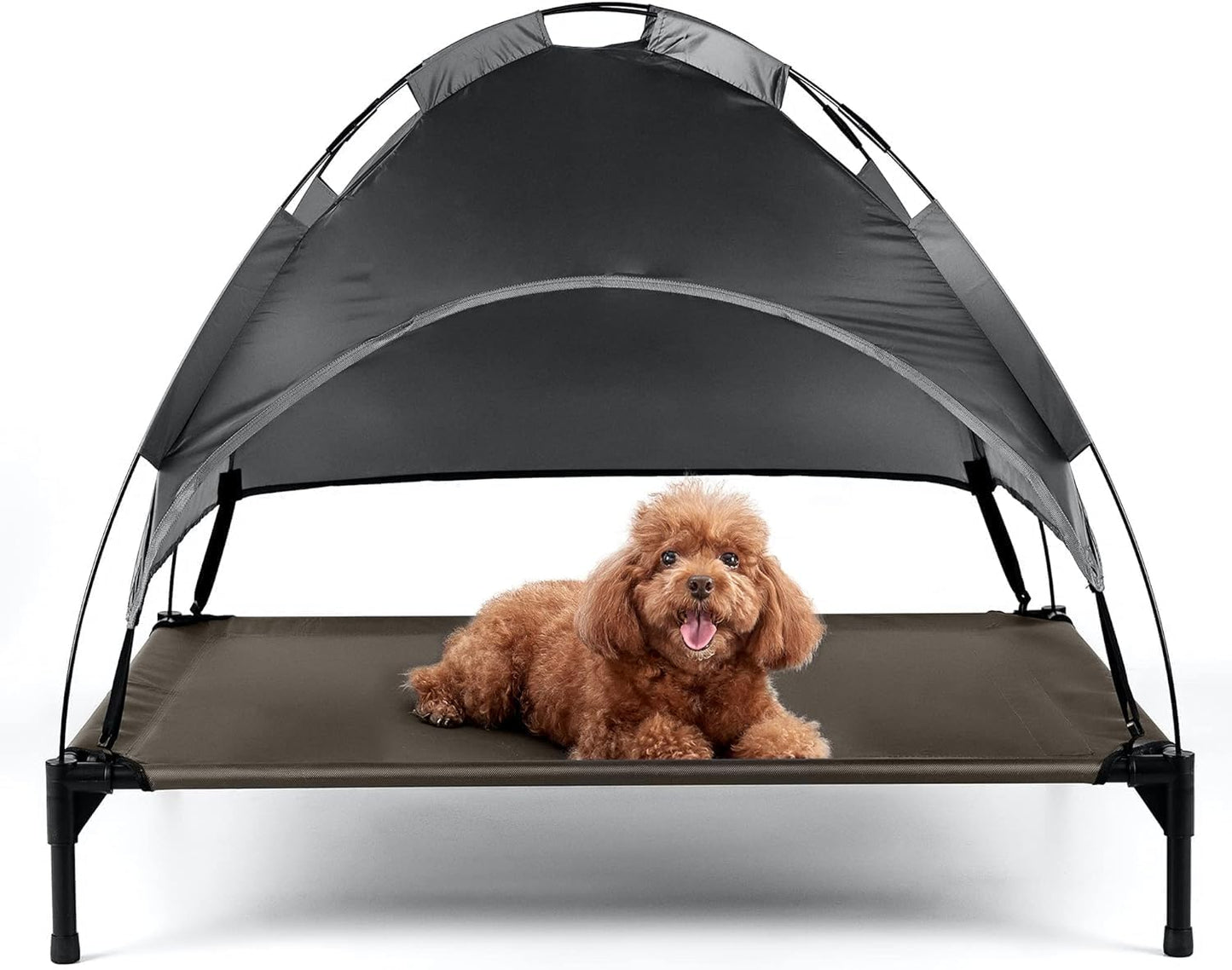 Elevated Dog Bed with Canopy Shade Portable Raised Cooling Ideal for Camping Home Garden Waterproof Washable & Breathable Oxford Fabric (Extra-Large)