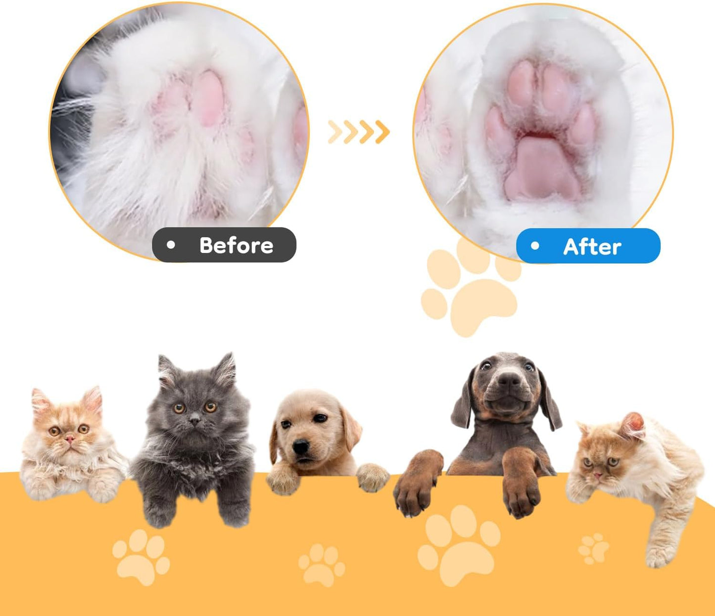 Pet Paws Trimmer with LED Light, Rechargeable Dog/Cat Hair Shaver Grooming Clipper,Waterproof Pet Razor for Eyes, Face, Ears, Small Areas