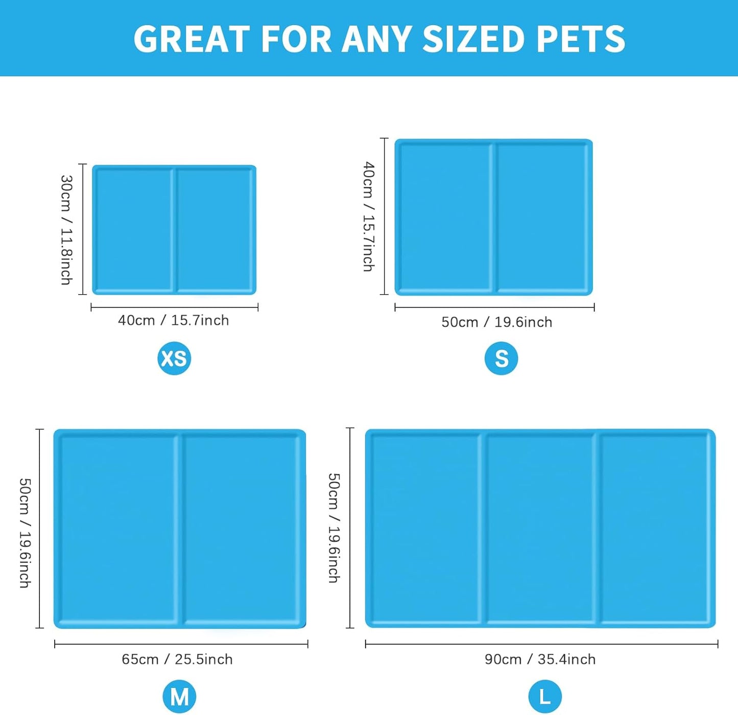 Dog Cooling Mat - Durable Pet Cool Mat, Non-Toxic Gel Self Cooling Pad for Dogs Cats in Hot Summer - 450 Micron Oxford Fabric Anti-Scratch, 50 x 40cm