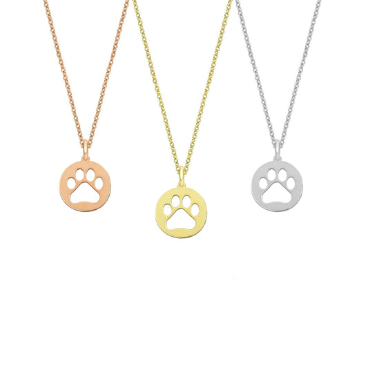 14K Solid Gold Handmade Paw Pendant, Real Gold Paw Charm Jewelry, Paw Necklace, Pet Lover Gift Gold Puppy or Cat Paw