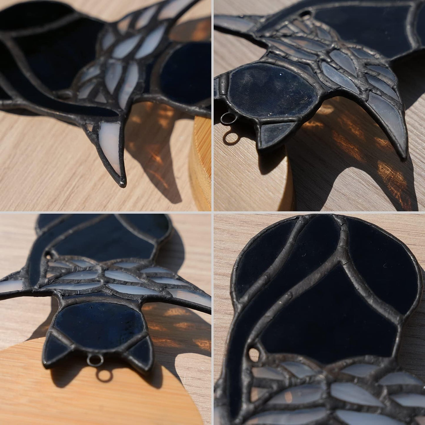 Handmade Black Cat Memorial Gifts - Stained Glass Pet Sympathy Gift with Angel Wings, Window Hanging Memorial Decor for Cat Lovers (Loss of Pet, Rainbow Bridge)