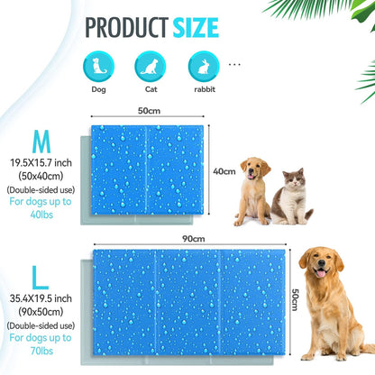 Dog Cooling Mat Large 90x50cm, Scratch-resistant Durable Pet Cool Mat Non-Toxic Gel Self Cooling Pad for Dogs Cats, Keep Pets Cool in Hot Summer, Double-Sided Use for Kennel Crate Home Travel