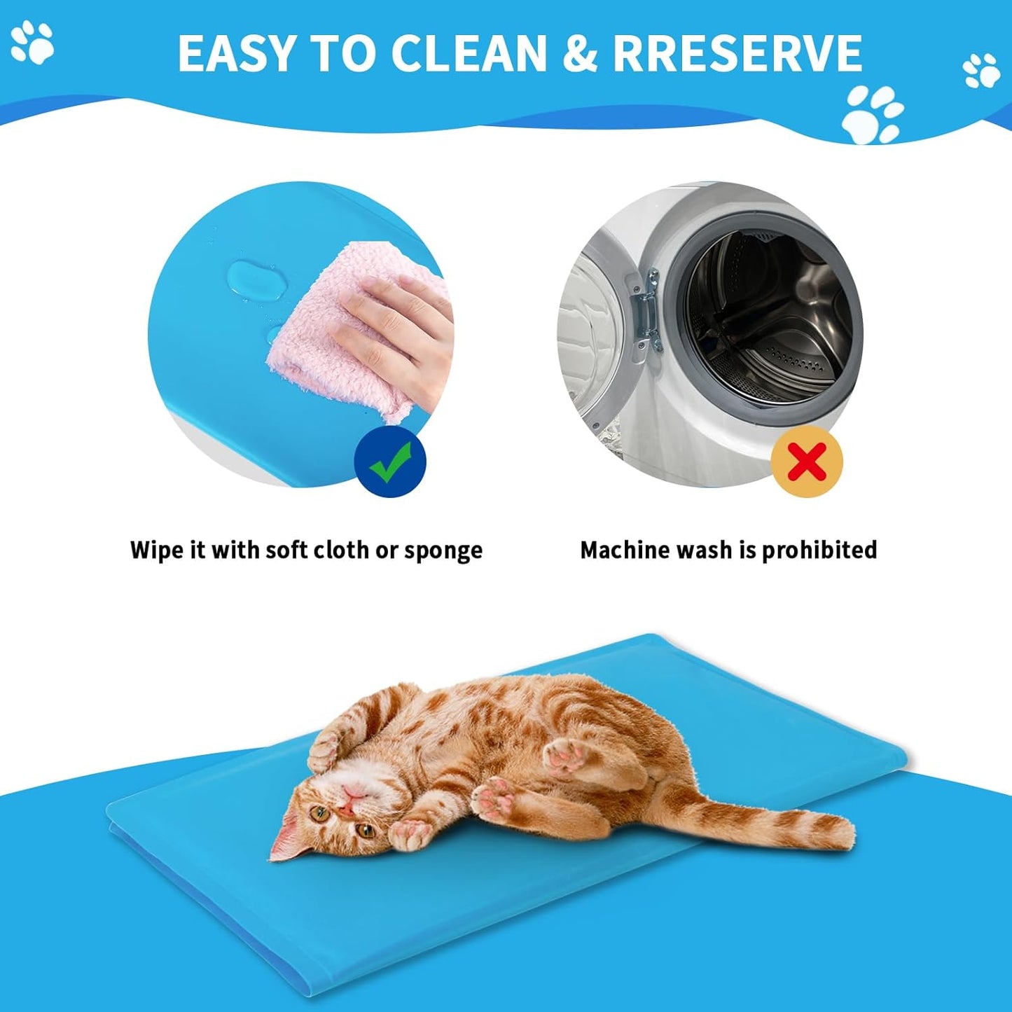 Dog Cooling Mat - Durable Pet Cool Mat, Non-Toxic Gel Self Cooling Pad for Dogs Cats in Hot Summer - 450 Micron Oxford Fabric Anti-Scratch, 50 x 40cm