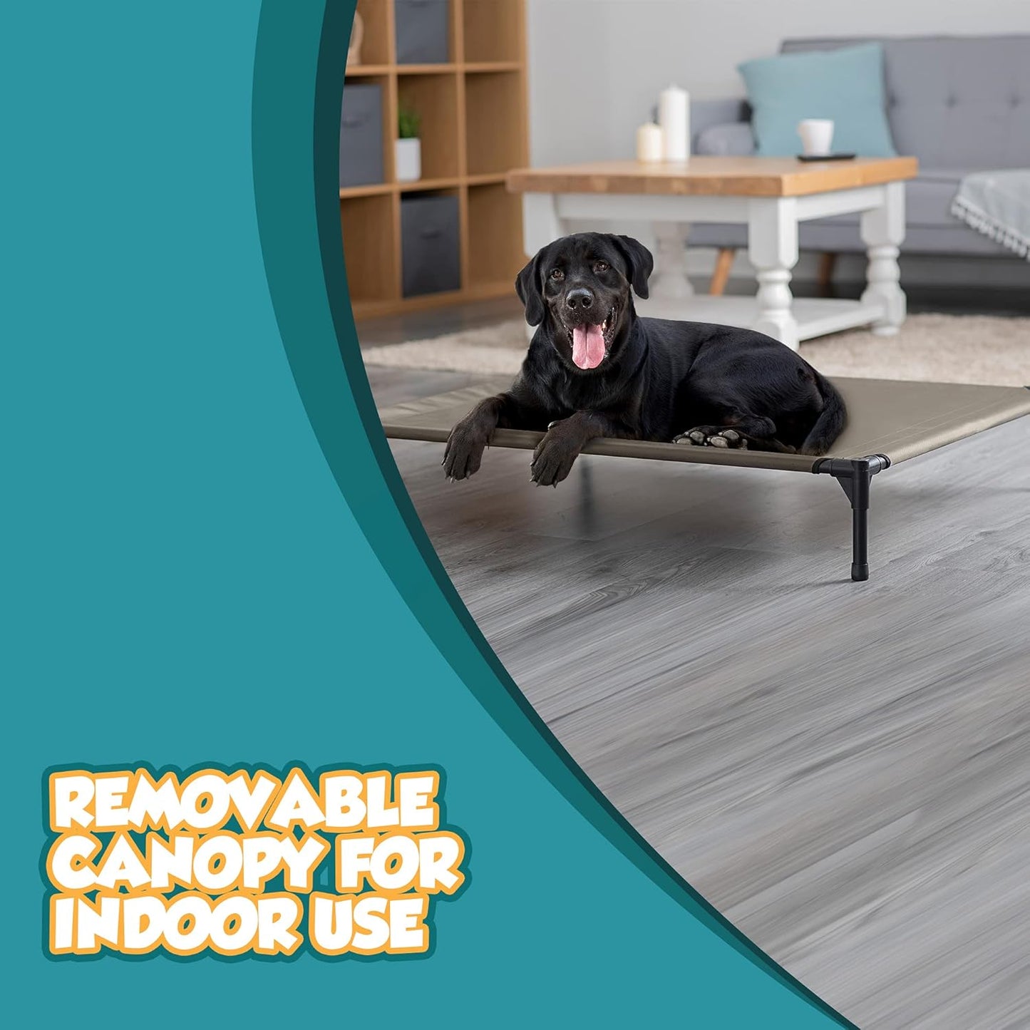 Elevated Dog Bed with Canopy Shade Portable Raised Cooling Ideal for Camping Home Garden Waterproof Washable & Breathable Oxford Fabric (Extra-Large)