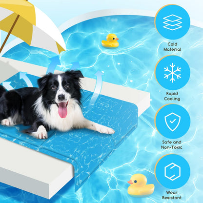 Dog Cooling Mat, M 65x50cm Durable Leakproof Pet Cool Mat, Non-Toxic Gel Self Cooling Pads, Scratch-Resistant Cooling Bed Mattress for Medium Dogs Cats Puppy in Hot Summer, Blue